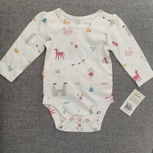 Pehr x Indigobaby bodysuit, nwt, size 0-3, “once upon a time” fairy tale print